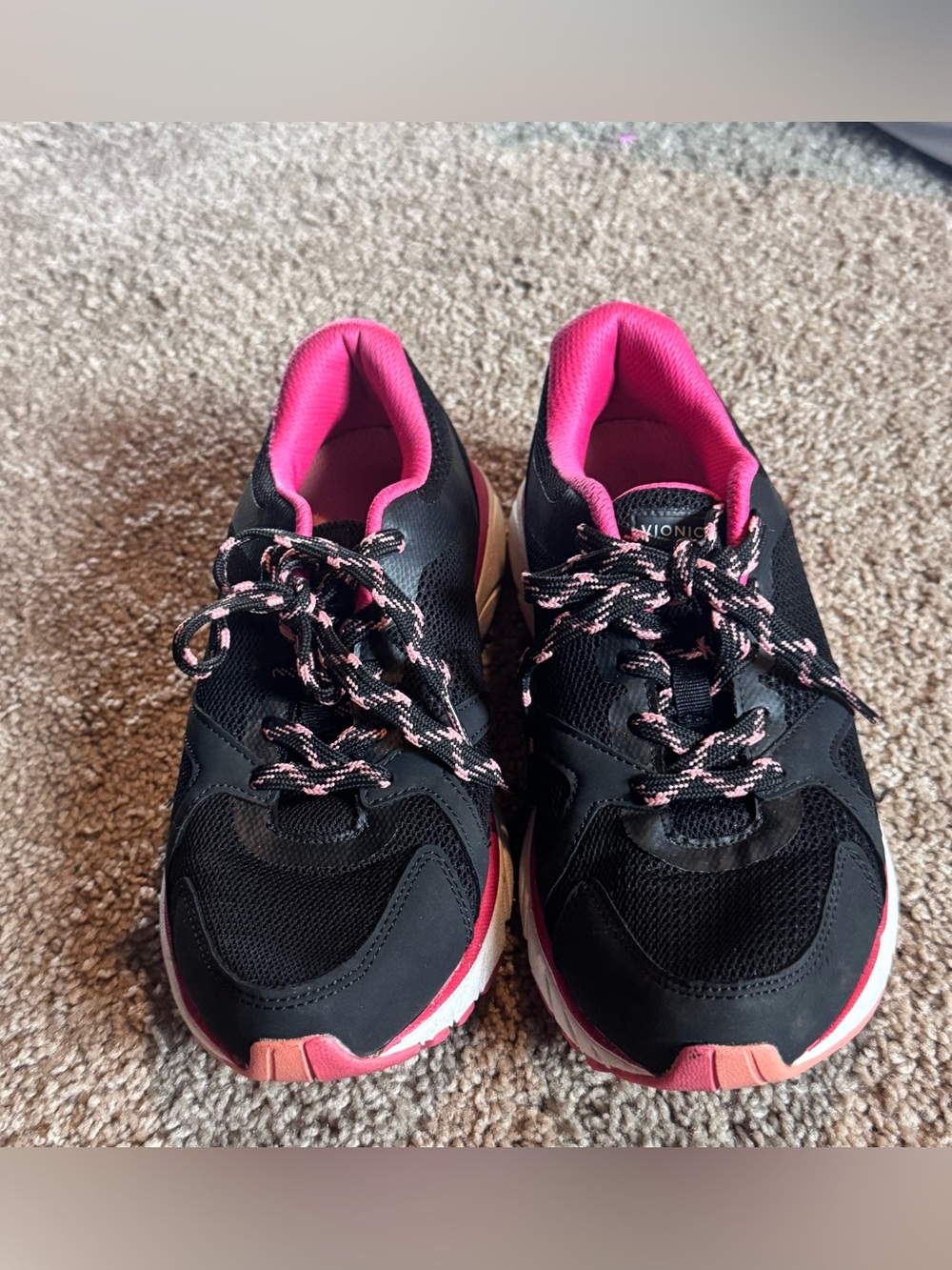 Vionic Black and Pink Athletic Sneakers